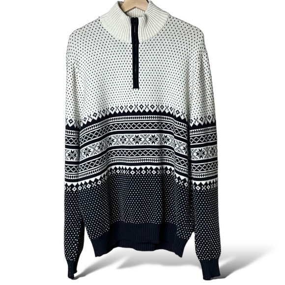 TOMMY HILFIGER 100% Cotton Nordic Design Quarter Zip Sweater US Sz XL - Picture 1 of 7